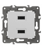 14-4110-01 ЭРА Устройство зарядное USB, 230В/5В-2100мА, IP20, Эра Elegance, белый