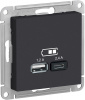 SE AtlasDesign (карбон) механизм Розетка USB тип A+C 5В/2.4А 2х5В/1.2А // ATN001039 