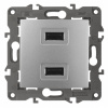 14-4110-03  ЭРА Устройство зарядное USB, 230В/5В-2100мА, IP20, Эра Elegance, алюминий