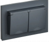 IEK BRITE (графит) Розетка 2СП с з/к с с/шт и крышкой 16А IP44  РСбш12-3-44-БрГ графит