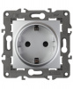 14-2101-03  ЭРА Розетка 1СП с з/к (2P+E Schuko) IP20, Эра Elegance, алюминий