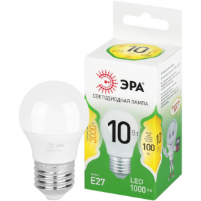 ЭРА Лампа LED P45-10W-830-E27 шар теплый свет GREEN LINE