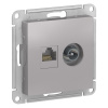 SE (алюм) механизм розетка 2СП (RJ45 кат.5E+TV) AtlasDesign ATN000389