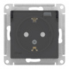 SE AtlasDesign Aqua (карбон) механизм розетки 1-м СП 16А IP44 с прозр. крышкой // ATN441046