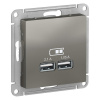 SE (СТАЛЬ) механизм розетка 2СП (USB тип A+A 5В 1х2.1А 2х1.05А) AtlasDesign ATN000933 