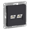 SE Atlas Desing (карбон) механизм компьютерной 2-м RJ45 + RJ45 кат.5e бел. // ATN001085 (5/20)