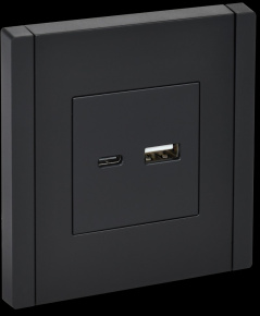 FORTE&PIANO (черный) Розетка USB A+C 18Вт FP151