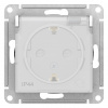 SE - ATLAS DESIGN AQUA Механизм розетки 1СП с з/к и шт с крышкой 16А IP44 бел. ATN440146