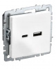 IEK BRITE бел. Розетка USB A+C 18Вт РЮ11-1-БрБ белый 