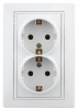 ЭРА 1-205-01 Intro Розетка 2СП с з/к 2X2P+E Schuko, 16А-250В, СУ, Plano, белый