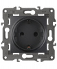 14-2101-05  ЭРА Розетка 1СП с з/к (2P+E Schuko) IP20, Эра Elegance, антрацит