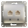 SchE - алюм GLOSSA механизм розетки комп. 2СП RJ45+RJ45 кат.5е // GSL000385KK