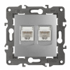 14-3108-03  ЭРА Розетка 2хRJ45, IP20, Эра Elegance, алюминий