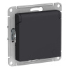 SE AtlasDesign (карбон) механизм розетки 1-м СП 16А IP20 с з/к защ. шт. с крышкой ATN001046 (5/20)
