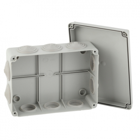 ЭРА KORv-150-110-70-10g Коробка ОУ 150х110х70мм на винтах 10 гермовводов IP55 (серая)