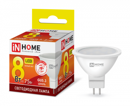IN HOME Лампа LED-JCDR-VC  8Вт 230В GU5.3 3000К 720Лм