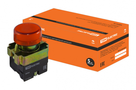 TDM Лампа сиг. SB2-BV64 с подсветкой 230 В LED, d22 мм, красный, IP40