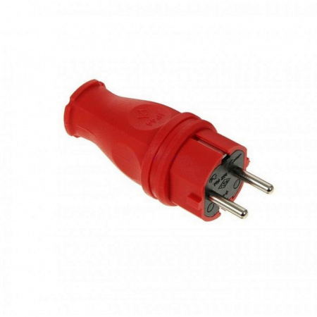 ЭРА Вилка красная кауч. (V8-RED-IP44) с з/к 16A прямая (30/300) турция