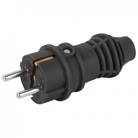 ЭРА NEW черная Вилка прямая VX13-B-IP44 каучуковая c з/к 16А IP44 (черный) (60)