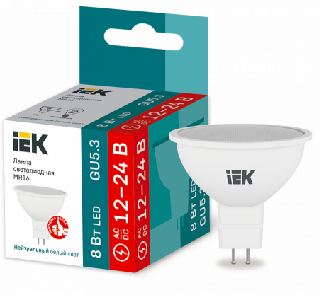 Лампа LED MR16 софит 8Вт 12-24В 4000К GU5.3 IEK