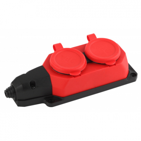 ЭРА K-2e-RED-IP44 Колодка каучуковая с/з 2гн 16A IP44 красная (50)