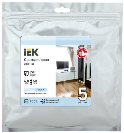 IEK 4.8Вт 6500К IP20 Лента LED 5м (LSR-2835W60-4,8-IP20-12В)