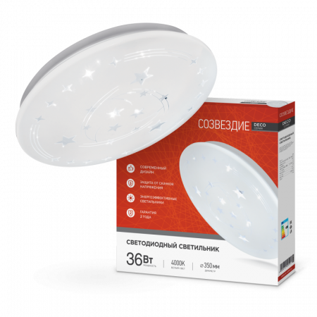 IN HOME Светильник LED DECO СОЗВЕЗДИЕ 36Вт 230В 4000К 3240Лм 380х55мм 