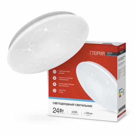IN HOME Светильник LED DECO ГЛОРИЯ 24Вт 230В 6500К 2160Лм 330х55мм