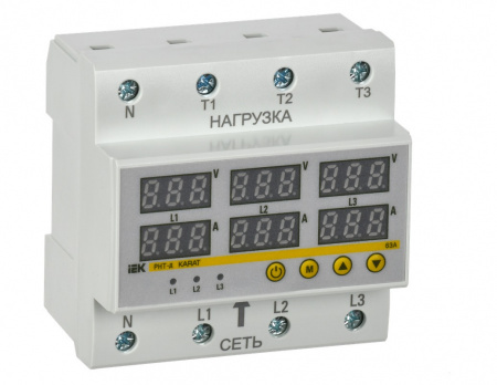 IEK 3ф. Реле напряжения и тока РНТ-д трехфазное 90мм 63А 
