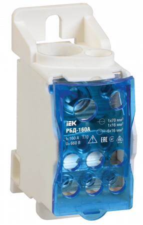 IEK Распределительный блок на DIN-рейку РБД-160А // RBD-160	