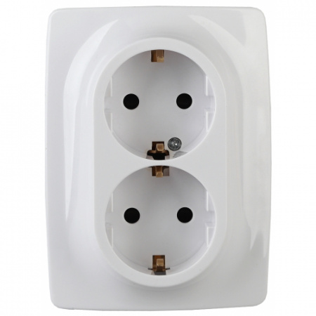 12-2108-01 Розетка 2СП с з/к и (2X2P+E Schuko)  Эра12, белый