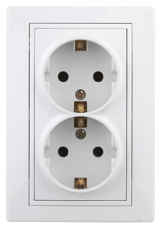 ЭРА 1-205-01 Intro Розетка 2СП с з/к 2X2P+E Schuko, 16А-250В, СУ, Plano, белый