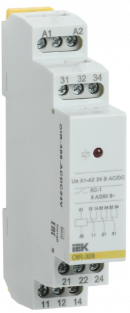 IEK Промежут. реле.OIR 3 конт (8А). 24 В AC/DC // OIR-308-ACDC24V 	