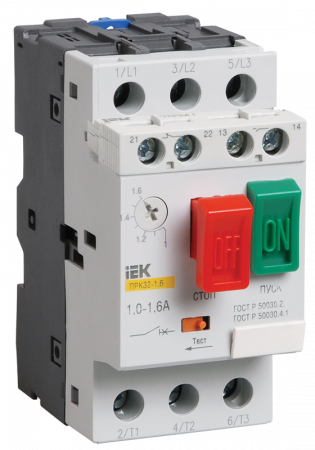 IEK Пускатель ПРК32-1,6 In=1,6А Ir=1-1,6А Ue=660В