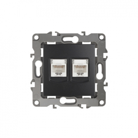 12-3108-05 ЭРА розетка информ. 2СП 2xRJ45, антрацит