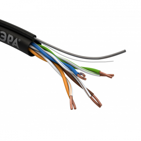 ЭРА Кабель витая пара U/UTP Cat5e 4x2x24 AWG CU PE + ТРОС OUTDOOR 305 м
