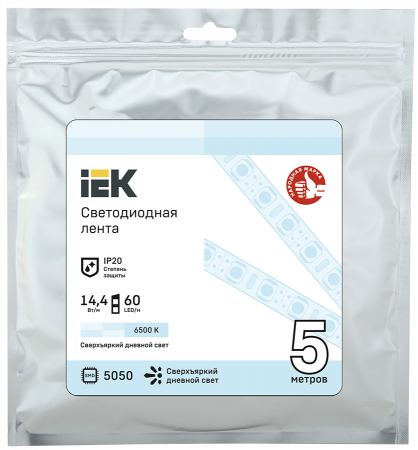 IEK 14.4Вт 6500K IP20 Лента LED 5м (LSR-5050W60-14,4-IP20-12В)