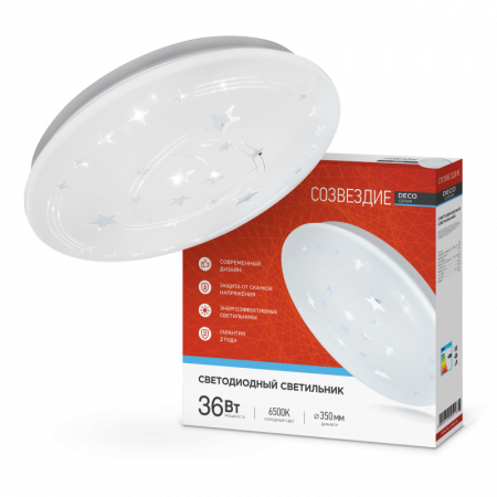 IN HOME Светильник LED DECO СОЗВЕЗДИЕ 36Вт 230В 6500К 3240Лм 380х55мм