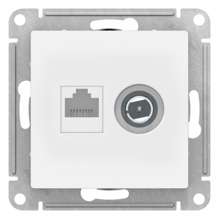 SE - ATLAS DESIGN Механизм розетки 2СП RJ45 кат.5E+TV бел. ATN000189
