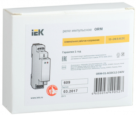 IEK - Импульсное реле ORM. 1 конт. 12-240 В AC/DC // ORM-01-ACDC12-240V