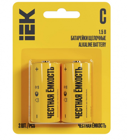 IEK "C "/2шт Батарейка щелочая Alkaline Optima LR14/C (2шт/блистер) 