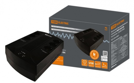 Источник бесперебойного питания ИБП 650 ВА 6 розеток +2USB TDM