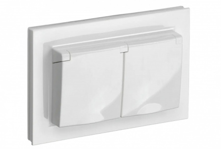 IEK BRITE бел. Розетка 2СП с з/к с/шт и крышками 16А в сборе IP44 РСбш12-3-44-БрБ белый