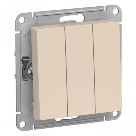 SchE (беж) Механизм выключателя 3СП AtlasDesign 10А IP20 (сх. 1+1+1) 10AX беж. ATN000231