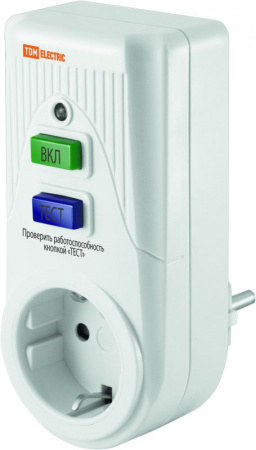 TDM Устройство защитного отключения УЗО-Р-IP40-16-30 (в розетку) 16А 30мА IP40 TDM