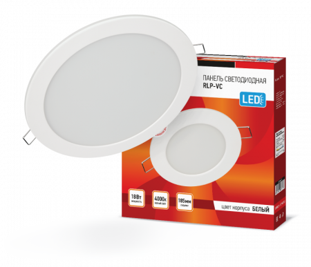 IN HOME Панель LED встр. круг. RLP-VC 18Вт 230В 4000К 1440Лм 185мм белая IP40