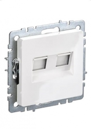 IEK BRITE бел. Розетка двойная RJ45 кат.5E РК10-2-БрБ белый (10/100)