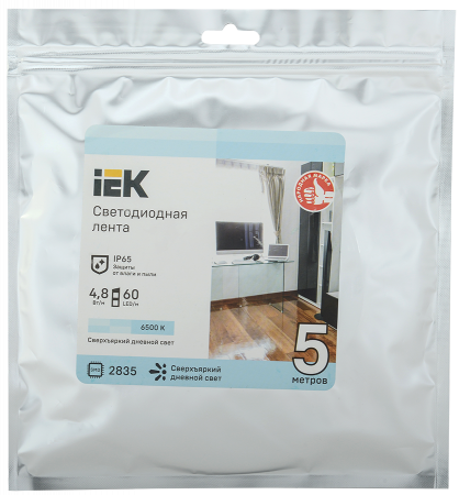 IEK 4.8Вт 6500К IP65 Лента 5м (LSR-2835W60-4,8-IP65-12В)
