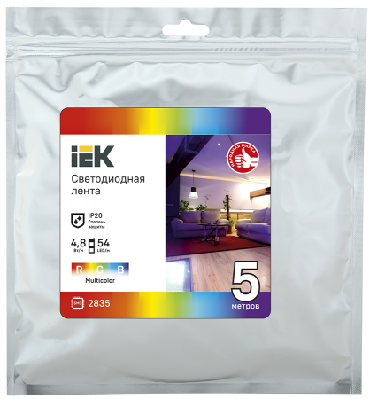 IEK 4.8Вт RGB IP20 Лента LED 5м (LSR-2835RGB54-4,8-IP20-12В)