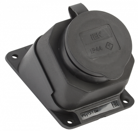 IEK - Розетка 1м (РБу13-1-0м) с защитной крышкой угловая настенная ОМЕГА IP44